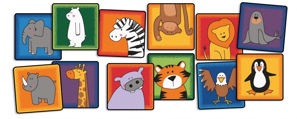 Zoo Animals Seating - 16in Squares - Kit -Set of 12 - Multi
