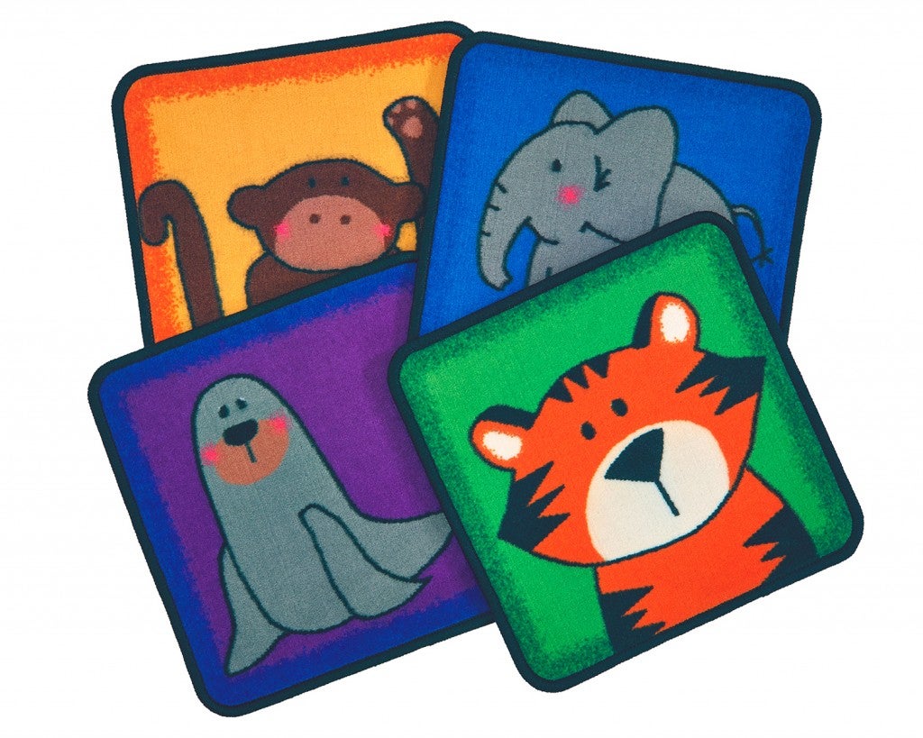 Zoo Animals Seating - 16in Squares - Kit -Set of 12 - Multi