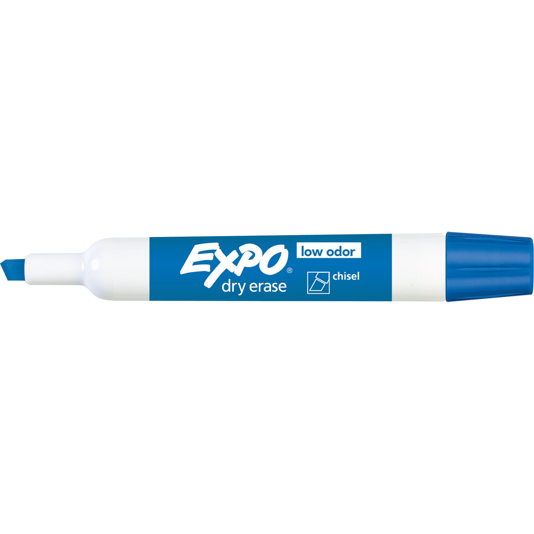 Low-Odor Dry Erase Markers, Chisel Tip, Blue, Box of 12