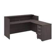 Bush Business Furniture Arrive 72W x 72D L Shaped Reception Desk with Shelf and Mobile File Cabinet in Storm Gray - 71.02" Width x 71.14" Depth x 40.35" Height