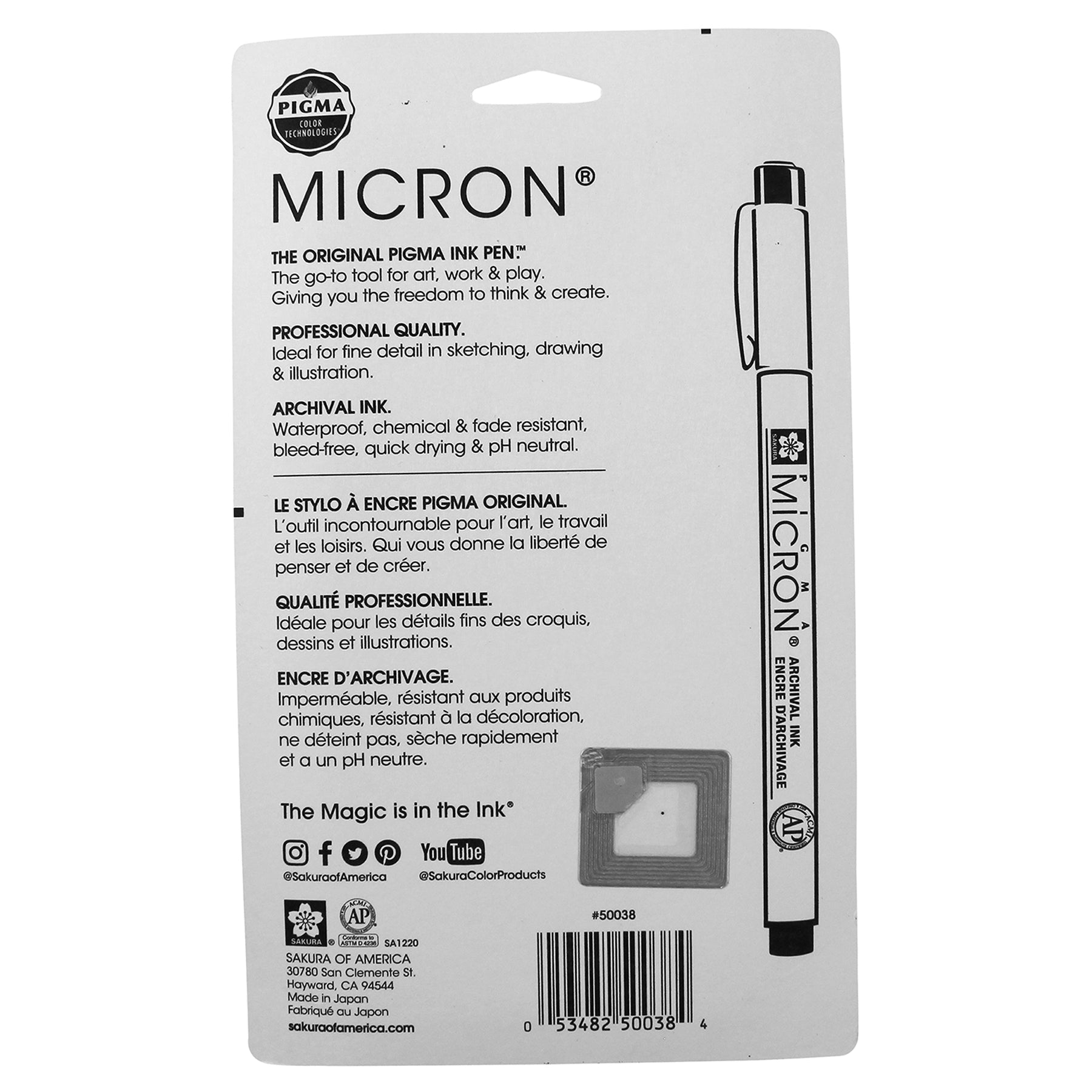 Pigma Micron Pens, Black, Size 05, 6-Pack, Blister Card