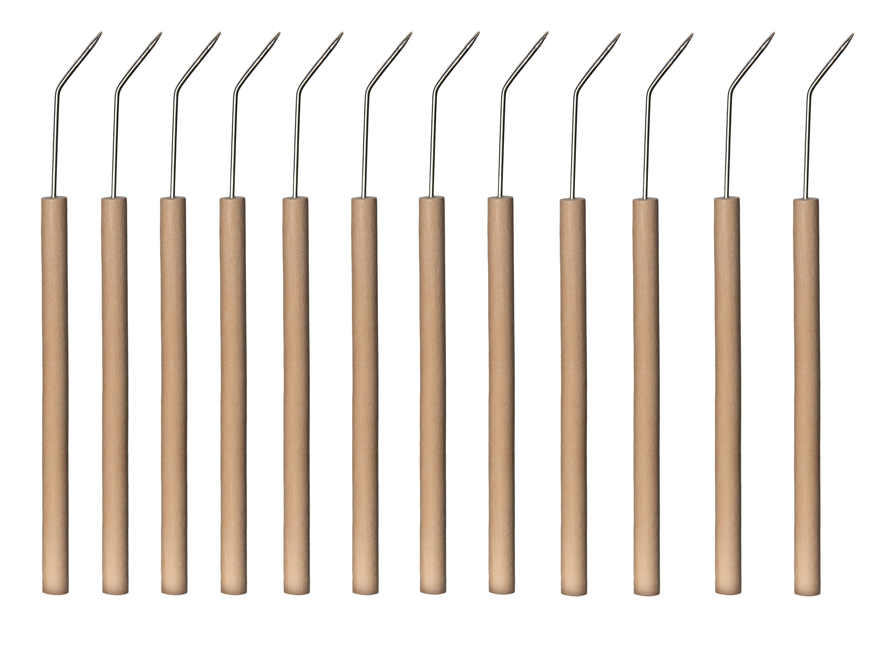 Teasing Needle, Wood Handle, Bent Tip. Case is 12 dozen.