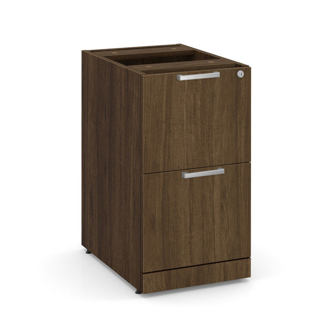 OfficeSource Laminate 2 Drawer Deluxe Full Pedestal - File/File - 22"D - Modern Walnut