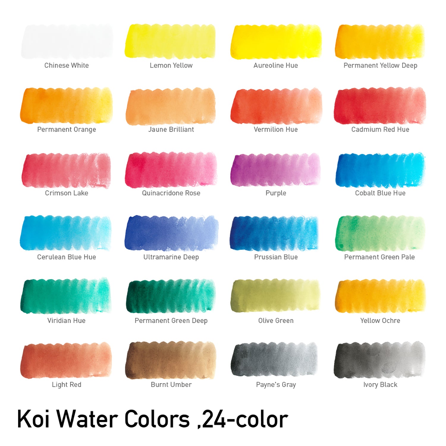 Koi Water Colors Field Sketch Box with Brush, 24 Colors