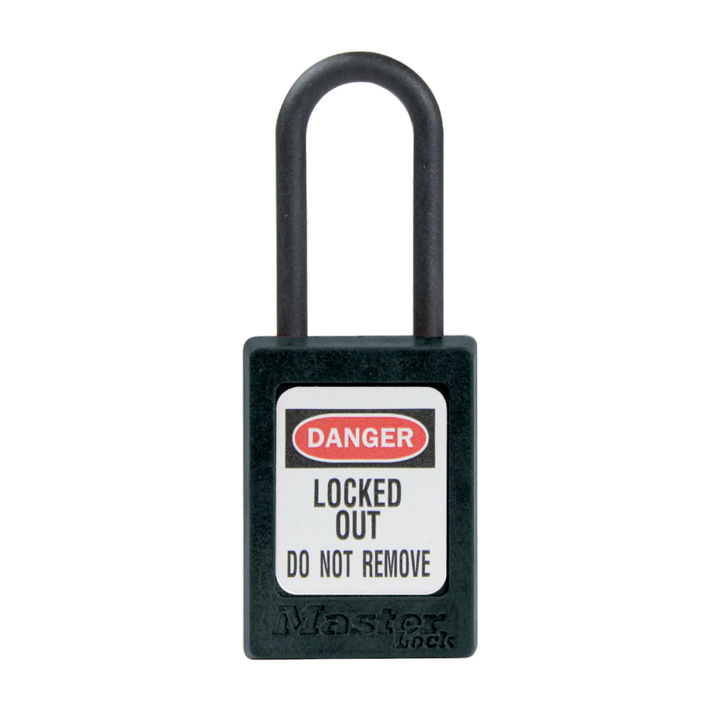 Black Dielectric Zenex™ Thermoplastic Safety Padlock, 1-3/8in (35mm) Wide with 1-1/2in (38mm) Tall Nylon Shackle, Non-Key Retaining