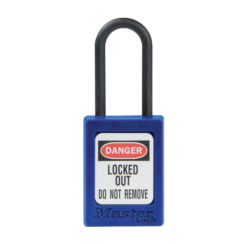Blue Dielectric Zenex™ Thermoplastic Safety Padlock, 1-3/8in (35mm) Wide with 1-1/2in (38mm) Tall Nylon Shackle, Non-Key Retaining