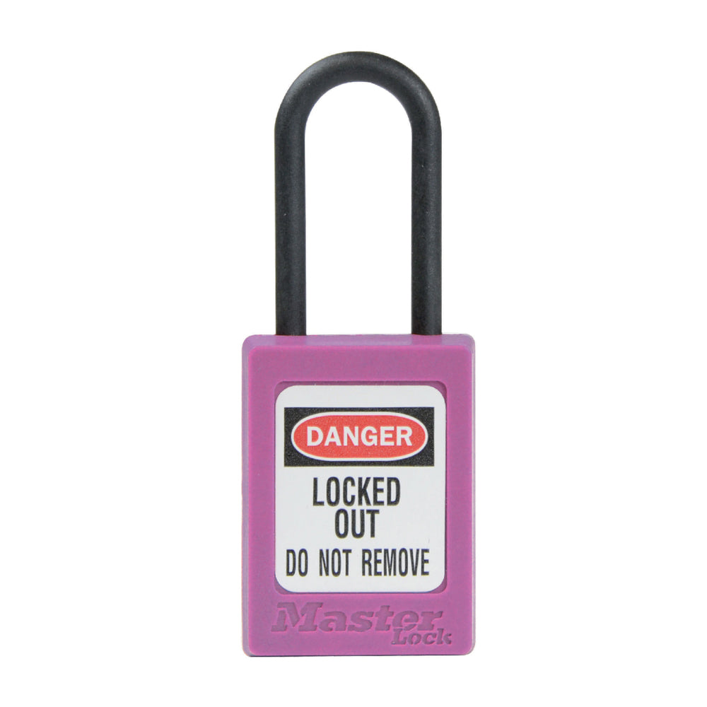 Purple Dielectric Zenex™ Thermoplastic Safety Padlock, 1-3/8in (35mm) Wide with 1-1/2in (38mm) Tall Nylon Shackle, Non-Key Retaining
