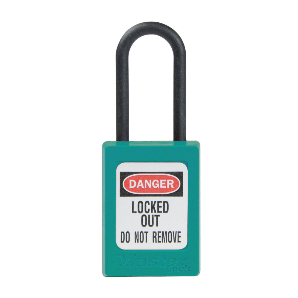 Teal Dielectric Zenex™ Thermoplastic Safety Padlock, 1-3/8in (35mm) Wide with 1-1/2in (38mm) Tall Nylon Shackle, Non-Key Retaining