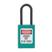 Teal Dielectric Zenex™ Thermoplastic Safety Padlock, 1-3/8in (35mm) Wide with 1-1/2in (38mm) Tall Nylon Shackle, Non-Key Retaining