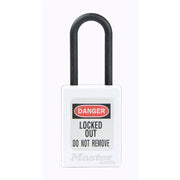 White Dielectric Zenex™ Thermoplastic Safety Padlock, 1-3/8in (35mm) Wide with 1-1/2in (38mm) Tall Nylon Shackle, Non-Key Retaining