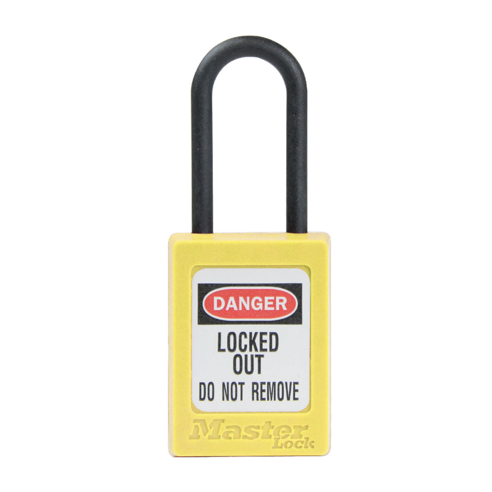 Yellow Dielectric Zenex™ Thermoplastic Safety Padlock, 1-3/8in (35mm) Wide with 1-1/2in (38mm) Tall Nylon Shackle, Non-Key Retaining