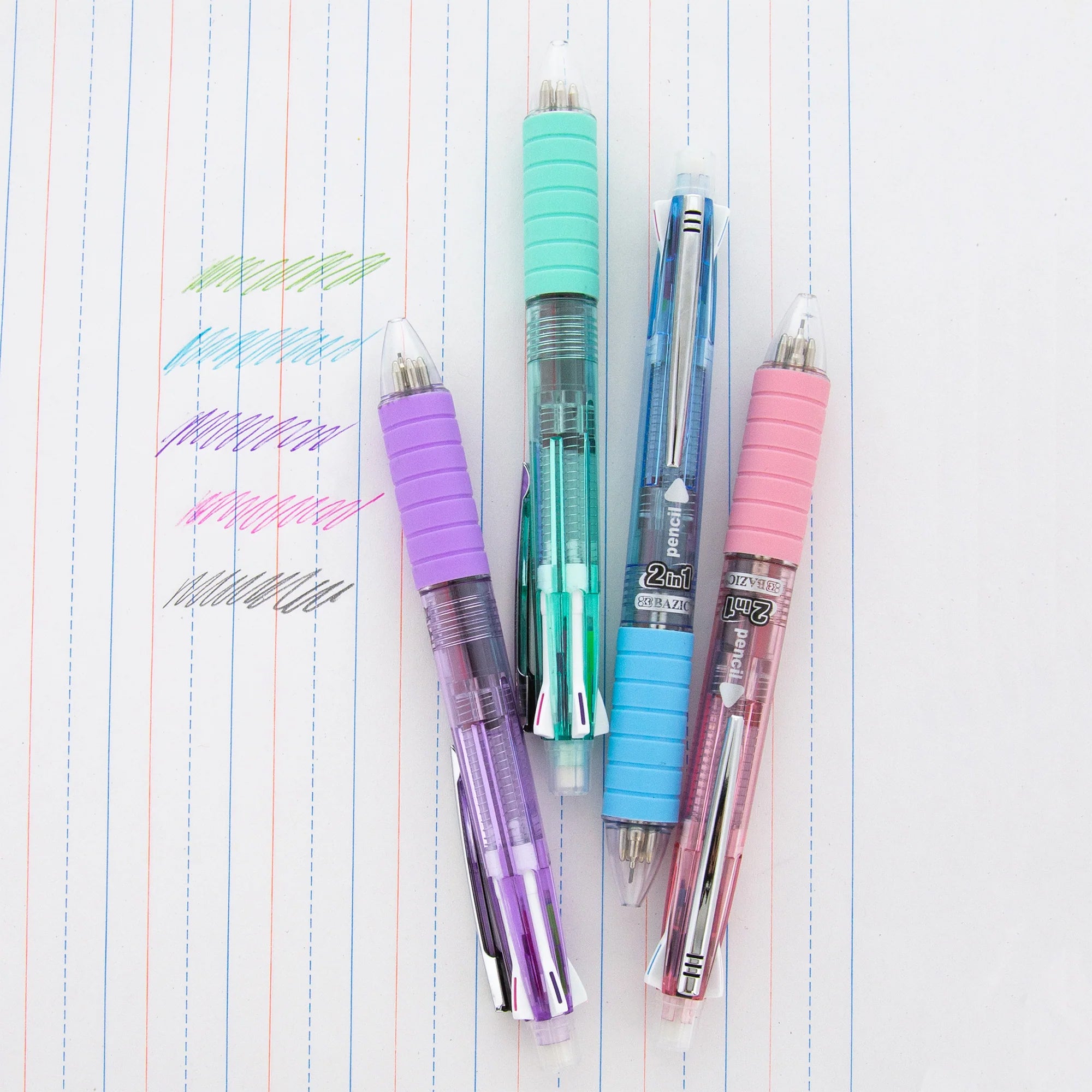 2-In-1 Mechanical Pencil & 4-Fashion Color Pen with Grip