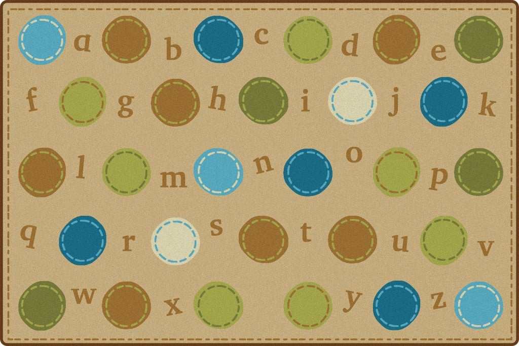 KIDSoft Alphabet Dots Literacy Seating Rug 6ft X 9ft - Rectangle - Brown