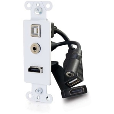 Hdmi®  USB and 3.5mm Audio Pass Through Decorative Wall Plate - White