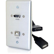 C2G/Cables to Go 39874 HDMI and USB Pass Through Single Gang Wall Plate  Brushed Aluminum