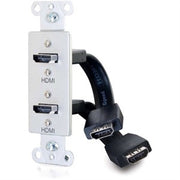 C2G 39875 Dual HDMI Pass Through Decorative Wall Plate  Aluminum