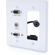 C2G Decorative Dual Gang VGA  3.5mm Audio and HDMI Wall Plate White