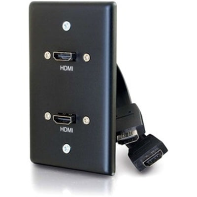 C2G 39879 Dual HDMI Pass Throuigh Single Gang Wall Plate  Black