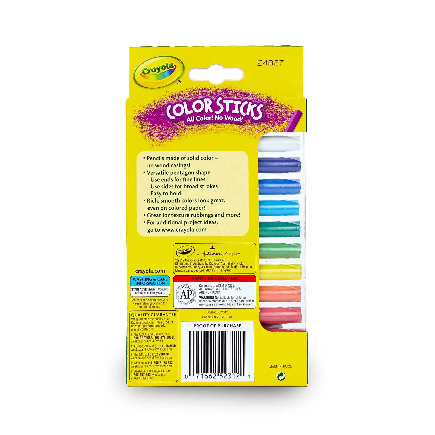 Color Sticks, Woodless Colored Pencils, 12 Count