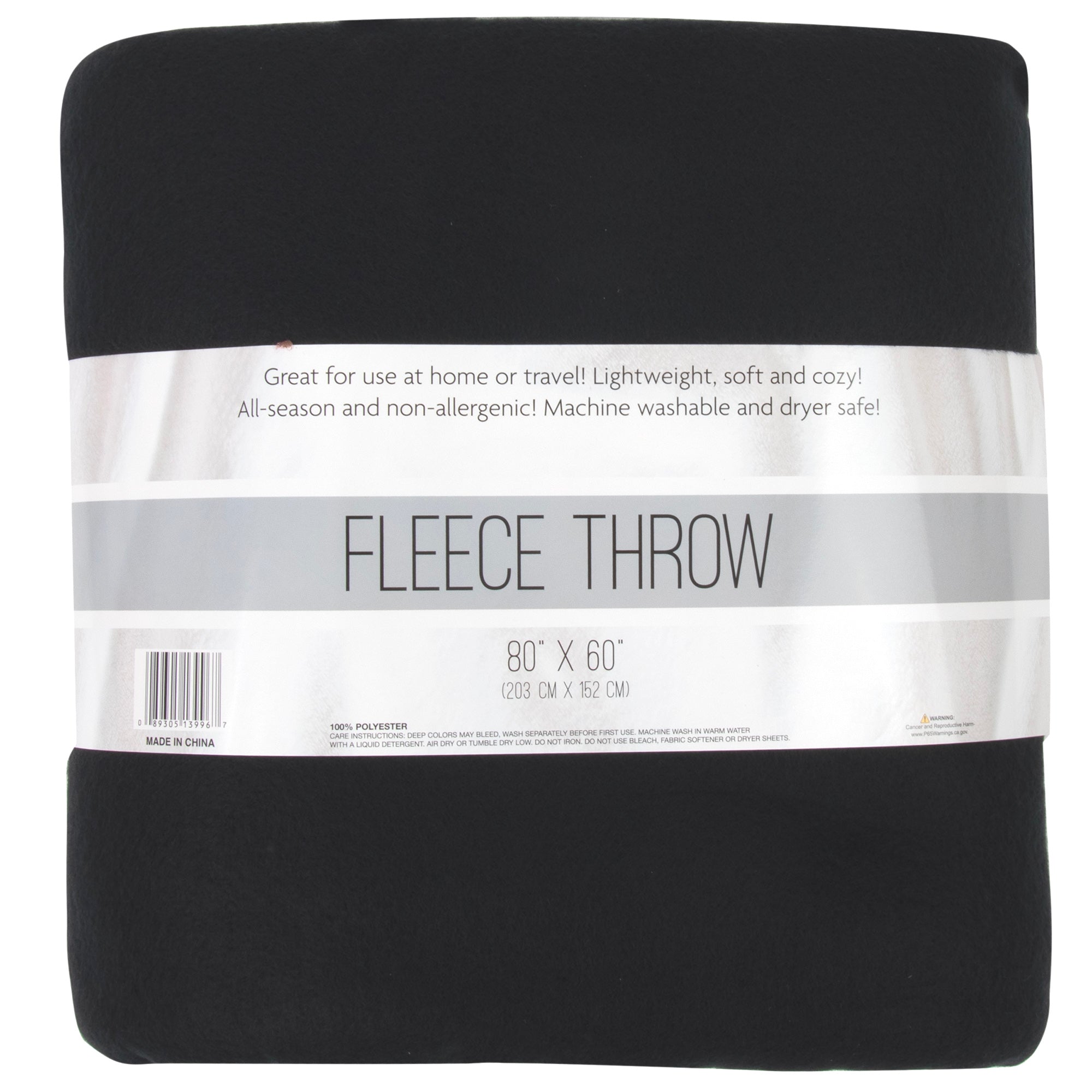 Twin Fleece Throw Blankets 80" x 60" - Black - 24 in the Pack