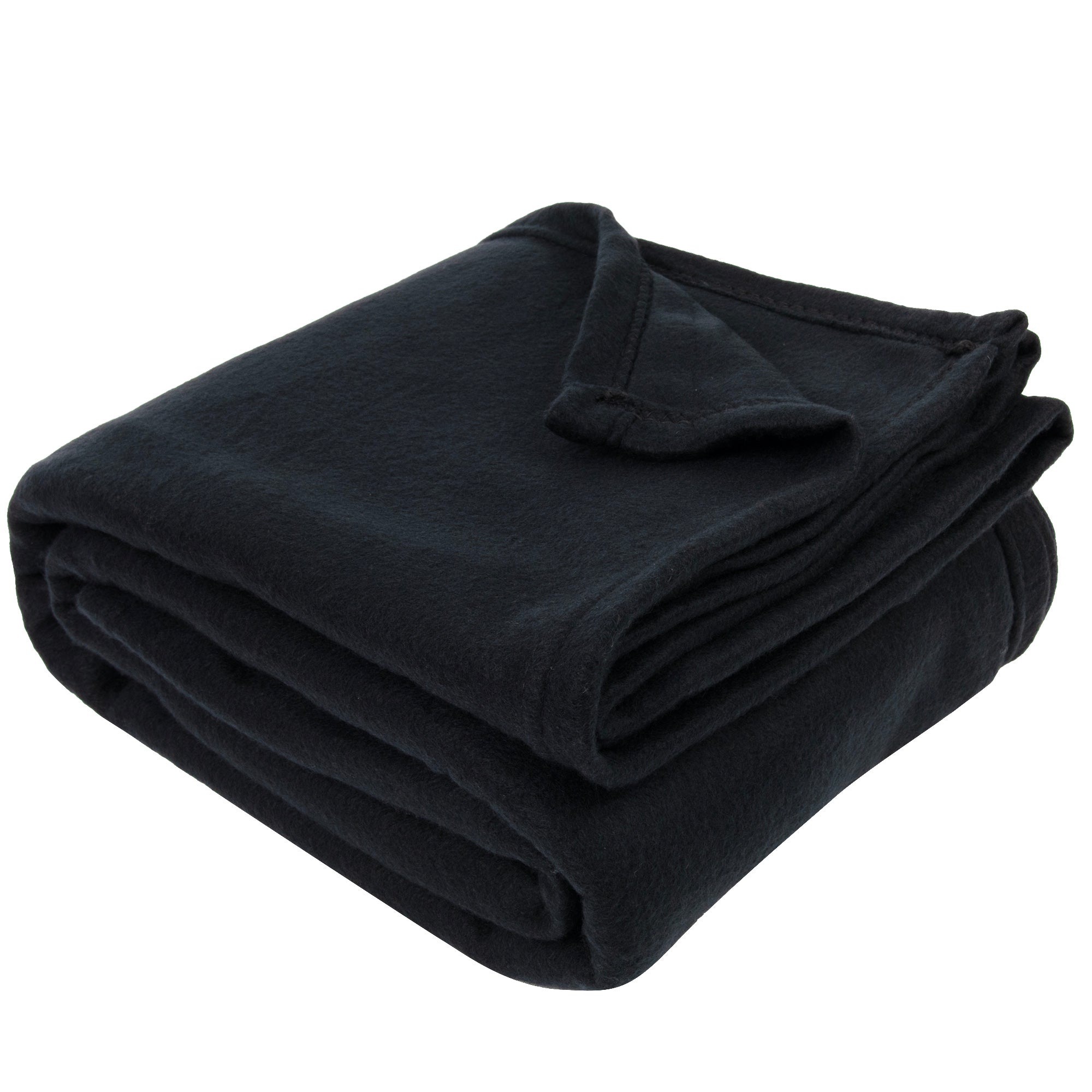Twin Fleece Throw Blankets 80" x 60" - Black - 24 in the Pack