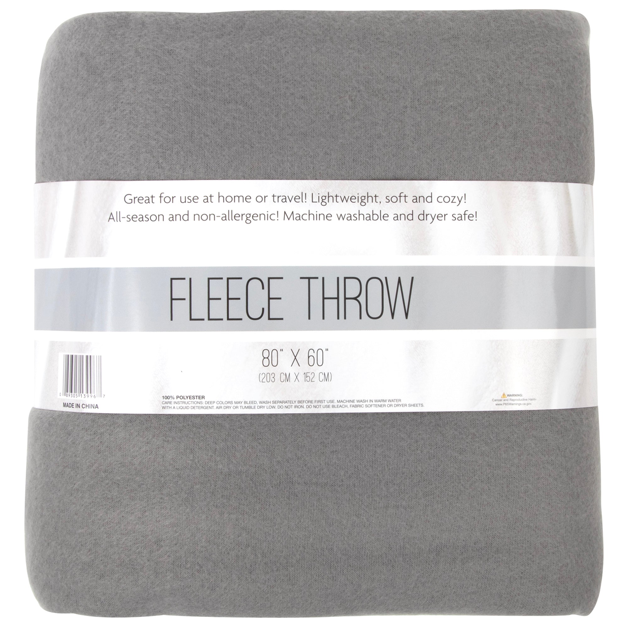 Twin Fleece Throw Blankets 80" x 60" - Grey - 24 in the Pack