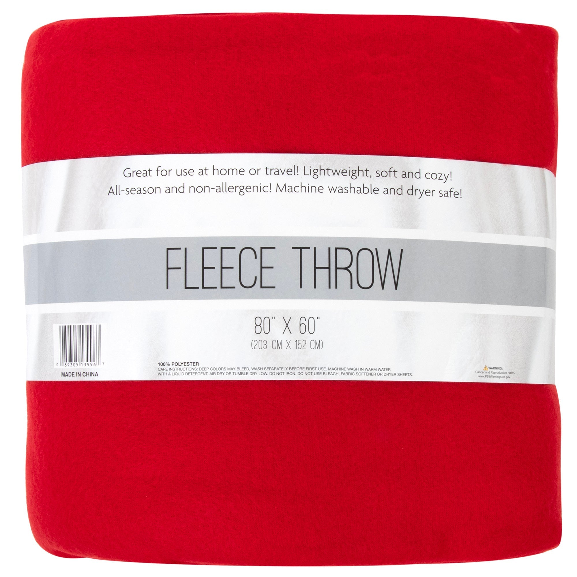 Twin Fleece Throw Blankets 80" x 60" - Red - 24 in the Pack