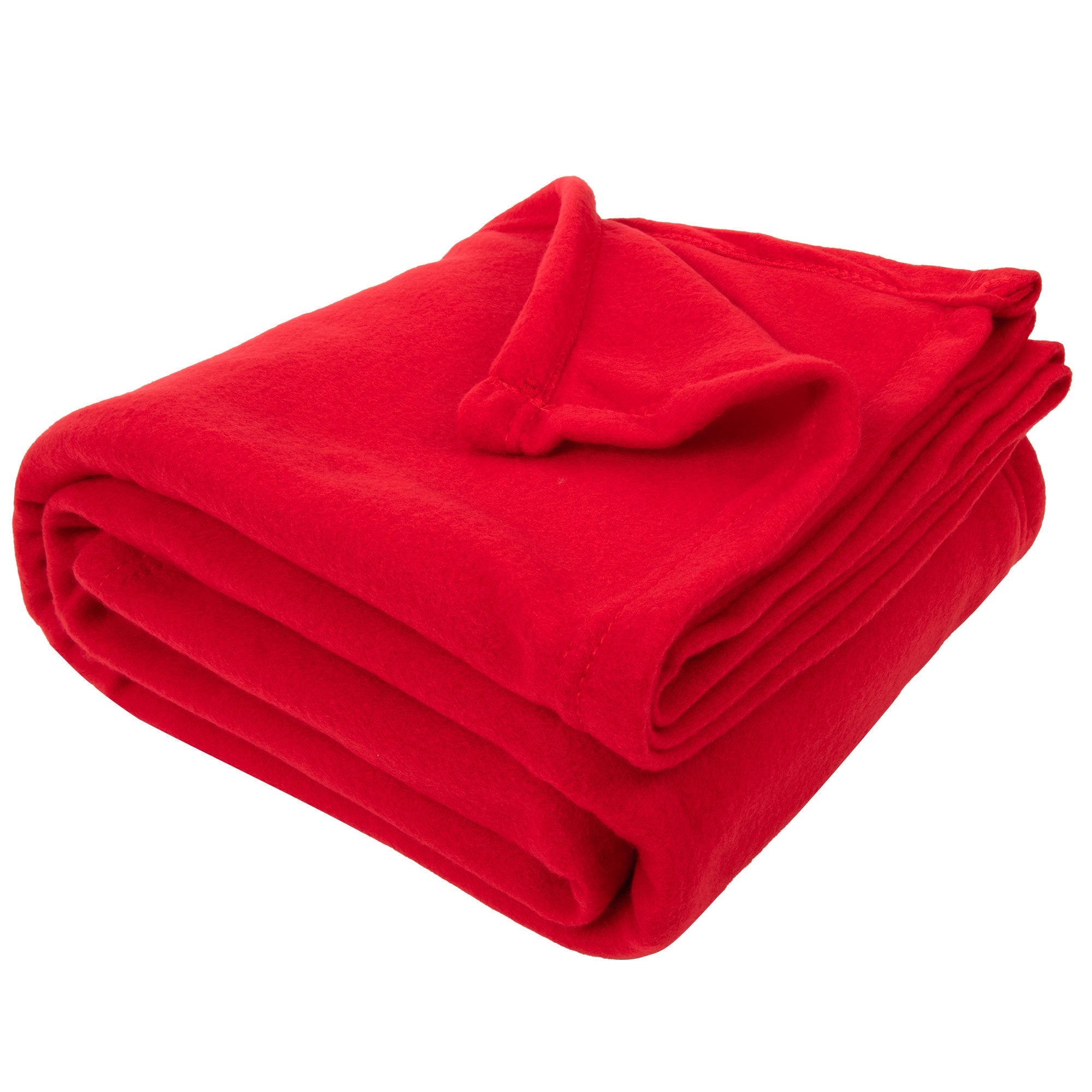 Twin Fleece Throw Blankets 80" x 60" - Red - 24 in the Pack