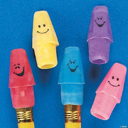 Funny Face Neon Pencil Top Erasers - 144 Pieces