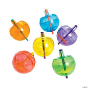 Plastic Neon Spin Tops W/Glitter - 48 Pieces