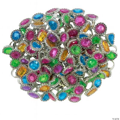 Colorful Rhinestone Rings - 72 Pieces