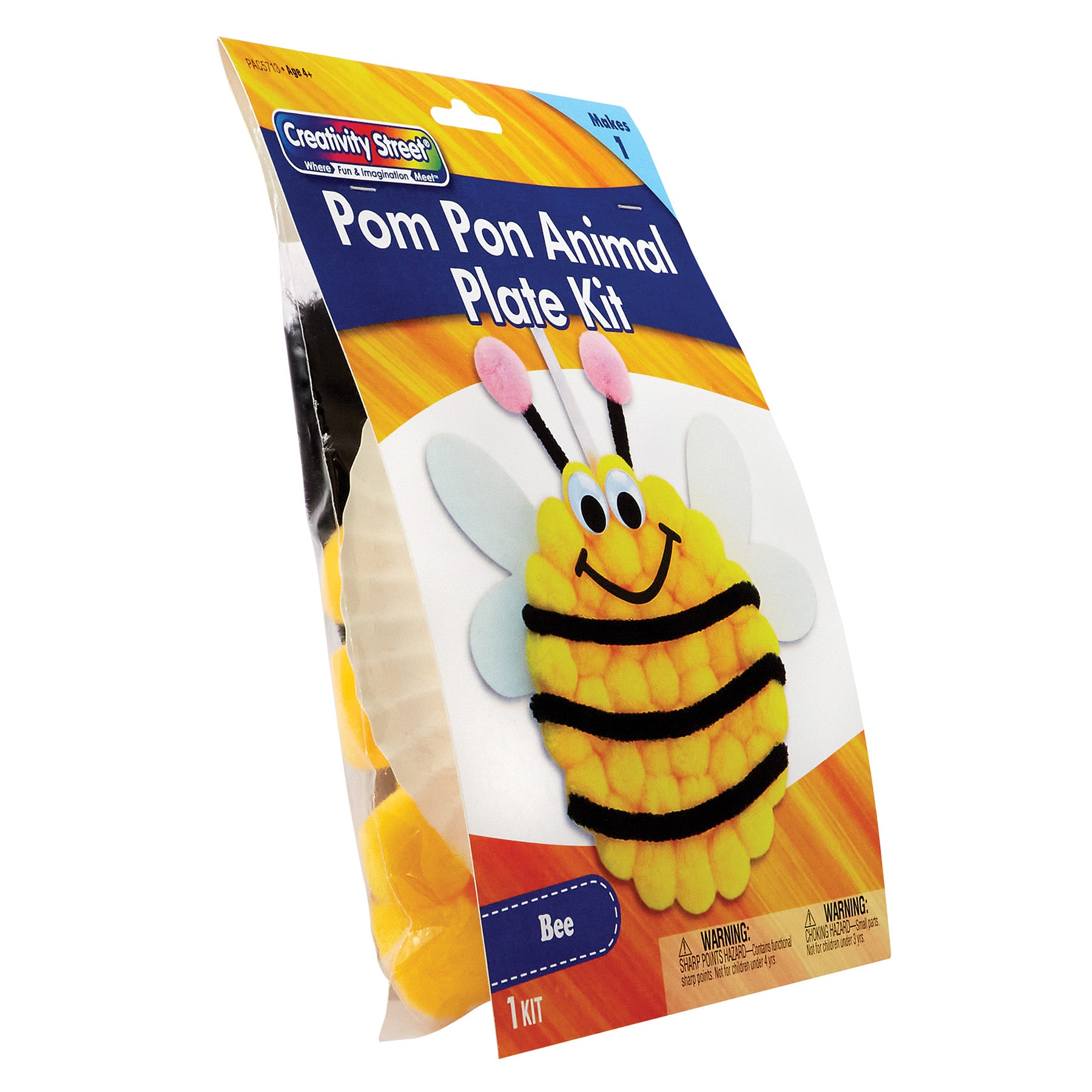 Pom Pon Animal Plate Kit, Bee, 9" x 8.5" x 1", 1 Kit