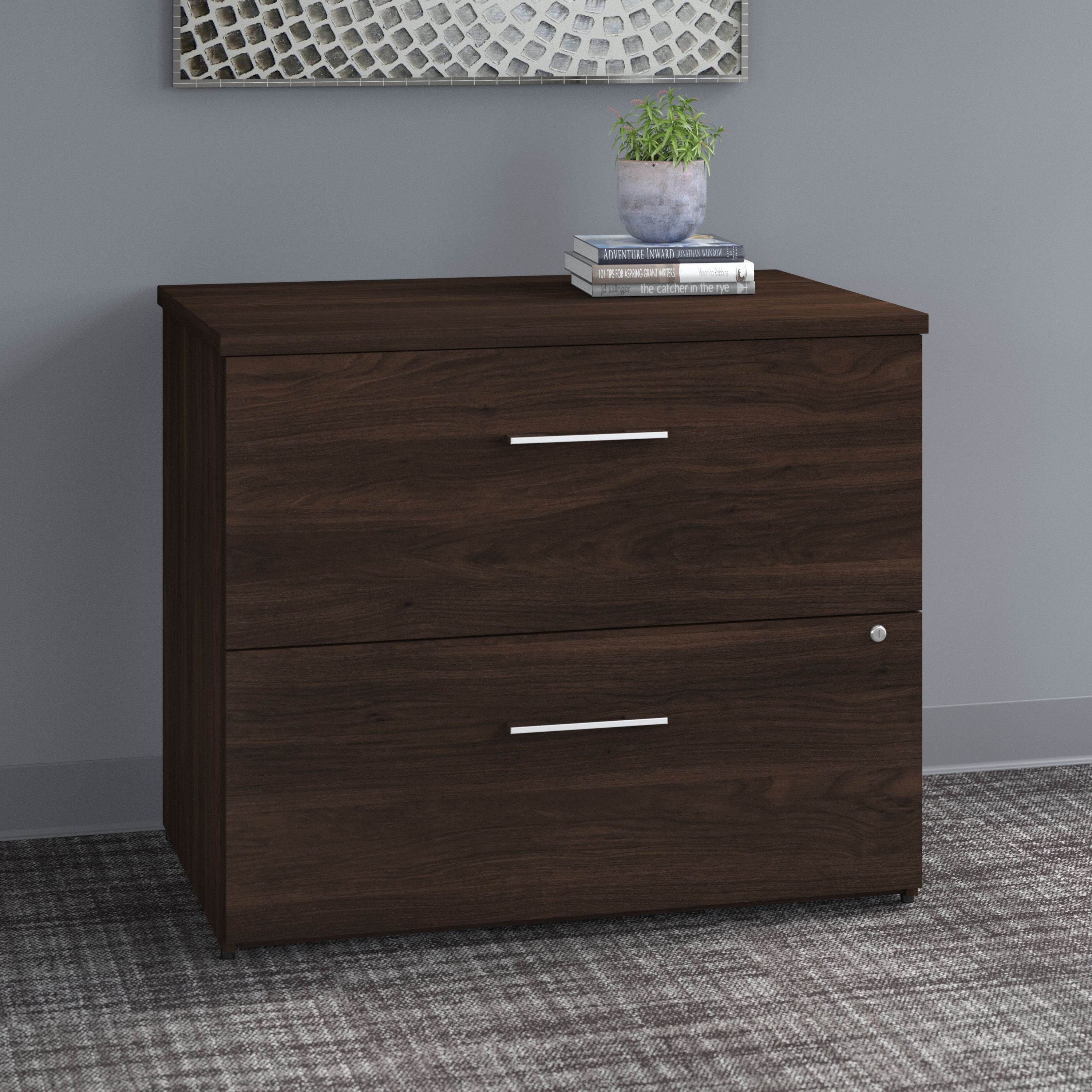 Bush Business Furniture Office 500 36W 2 Drawer Lateral File Cabinet in Black Walnut - Assembled - 35.67" Width x 23.35" Depth x 29.84" Height