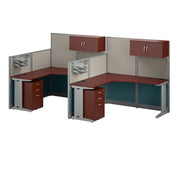 Bush Business Furniture Office in an Hour 2 Person L Shaped Cubicle Desks with Storage, Drawers, and Organizers in Hansen Cherry - 128.98" Width x 64.49" Depth x 62.87" Height