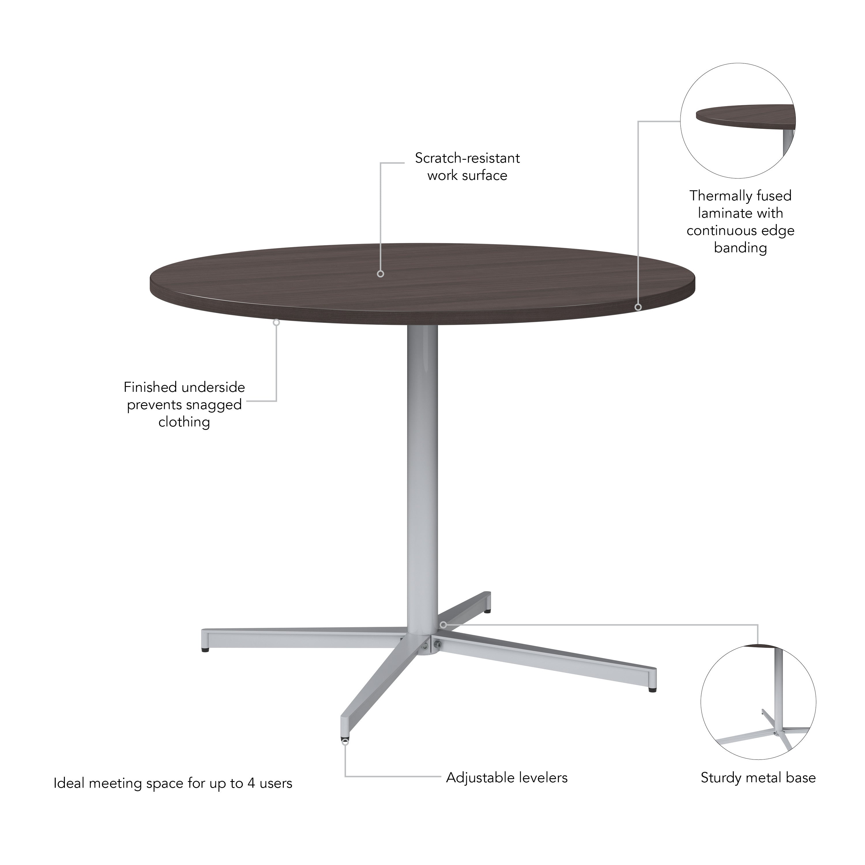 Bush Business Furniture 42-inch Round Conference Table with Metal Base in Storm Gray - 41.38" Width x 41.38" Depth x 30.33" Height
