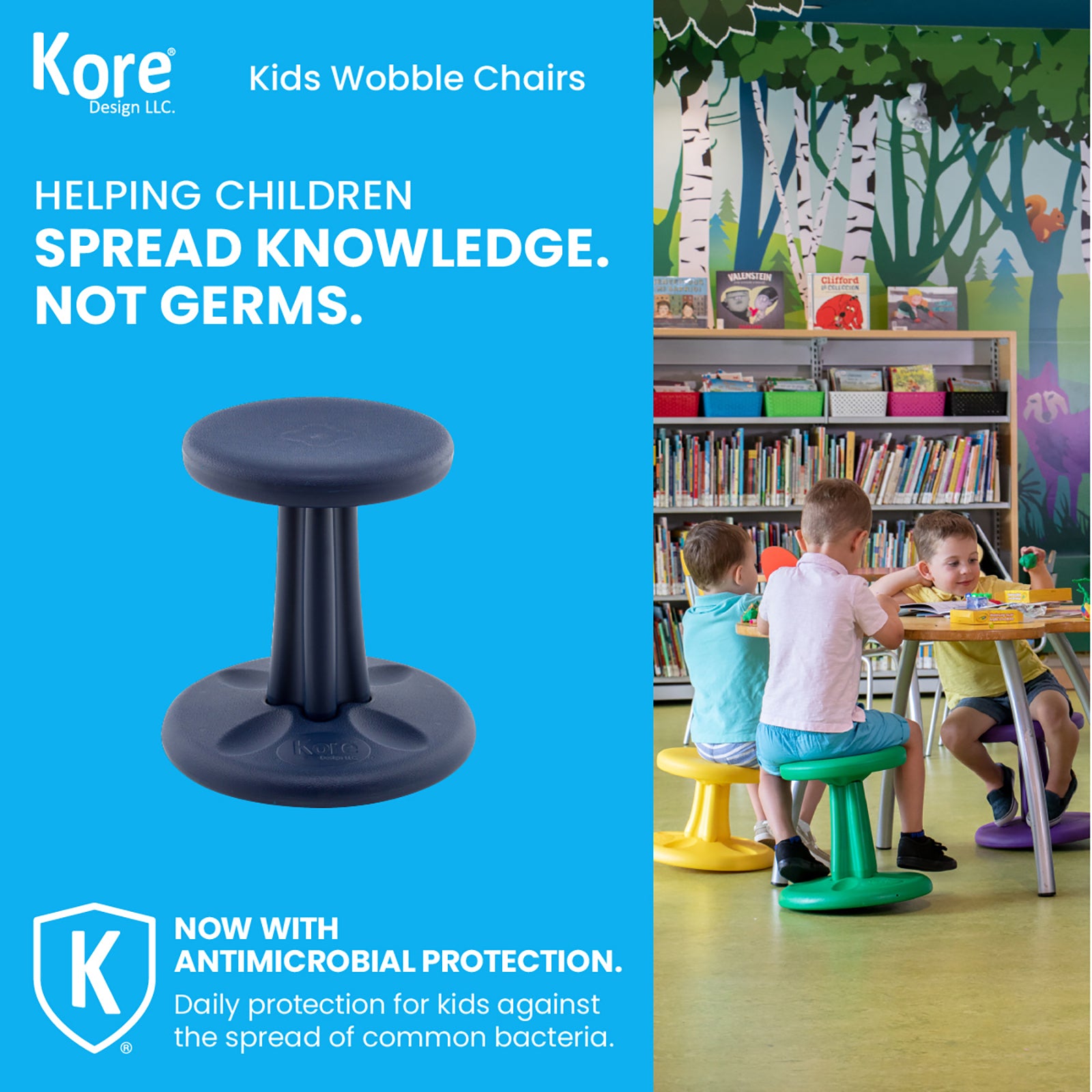 Pre-Teen Wobble Chair 18.7", Dark Blue