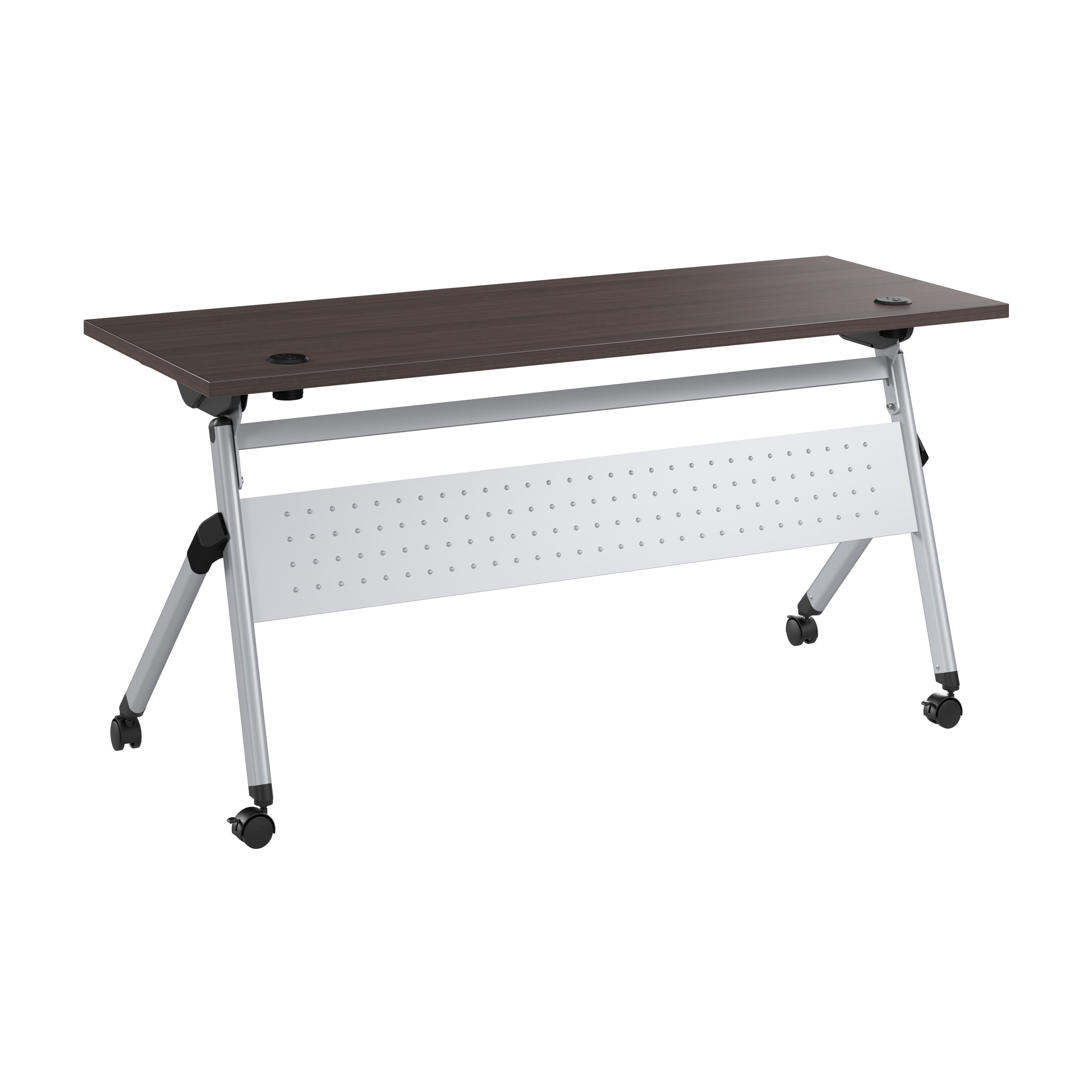 Bush Business Furniture Envision 60W Folding Training Table with Powered Grommets in Storm Gray - 59.45" Width x 23.54" Depth x 29.62" Height