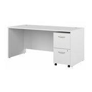Bush Business Furniture Studio C 66W x 30D Office Desk with 2 Drawer Mobile File Cabinet in White - 65.98" Width x 29.37" Depth x 29.84" Height