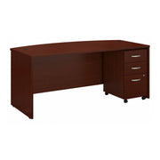 Bush Business Furniture Series C 72W x 36D Bow Front Desk with Mobile File Cabinet in Mahogany - 71.1" Width x 36.06" Depth x 29.84" Height