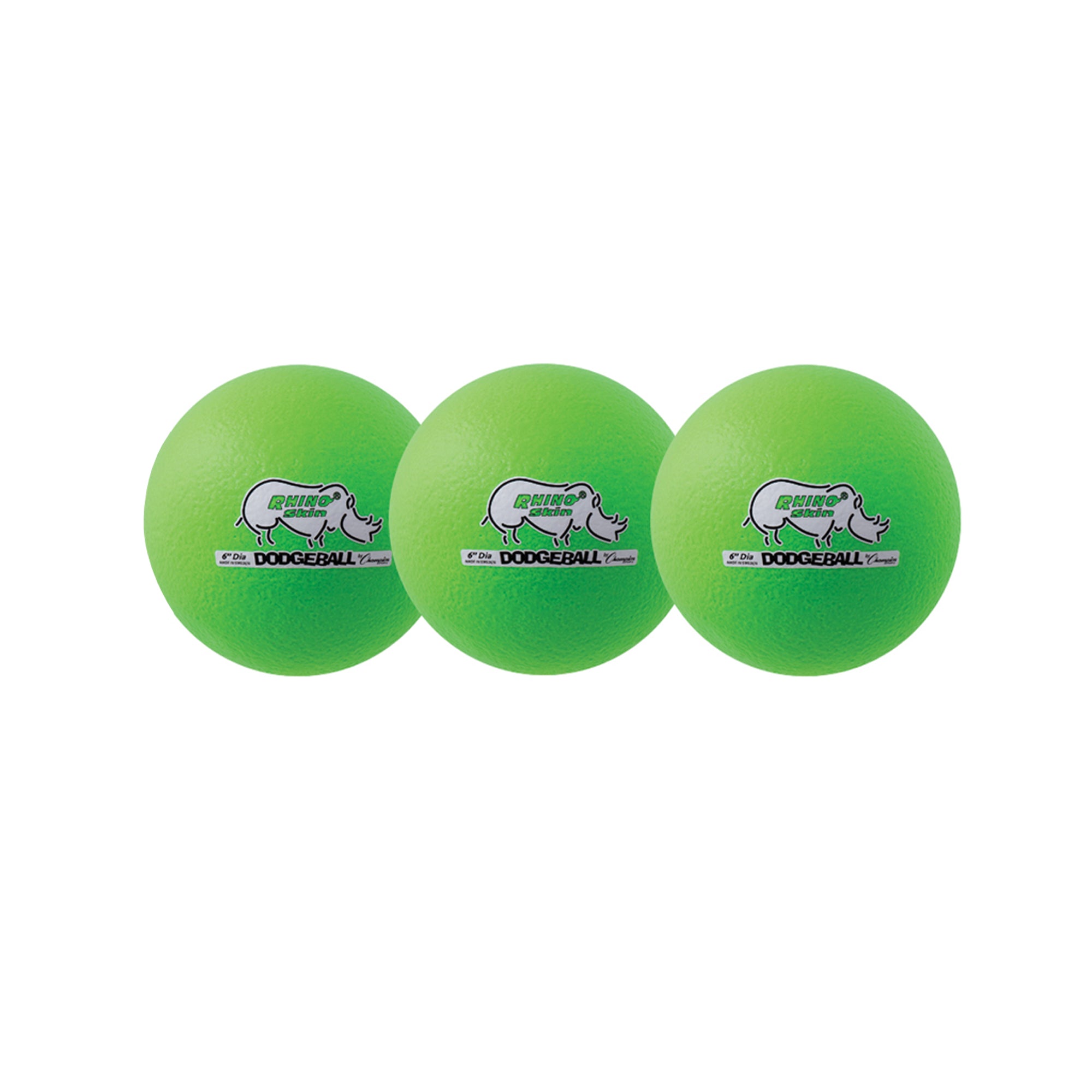 Rhino Skin® 6-Inch Low Bounce Dodgeball Set, Neon Green, Set of 6