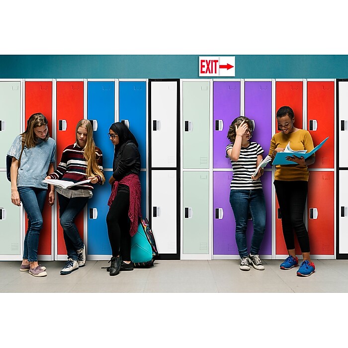 72" H x 12" W  2-Tier Steel Storage Locker with Digital Lock, Black and White