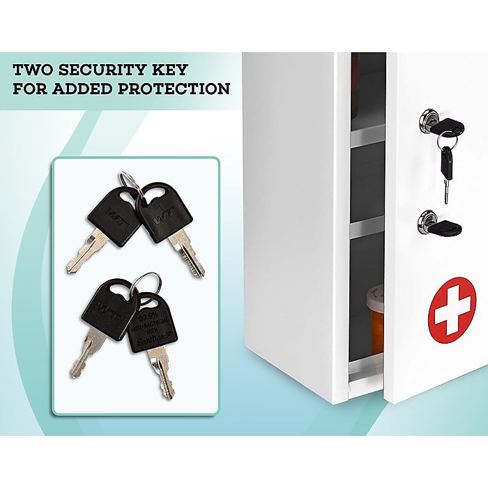 21 in. H x 16 in. W Dual Lock Surface-Mount Medical Security Cabinet in White with Pull-Out Shelf and Document Pocket