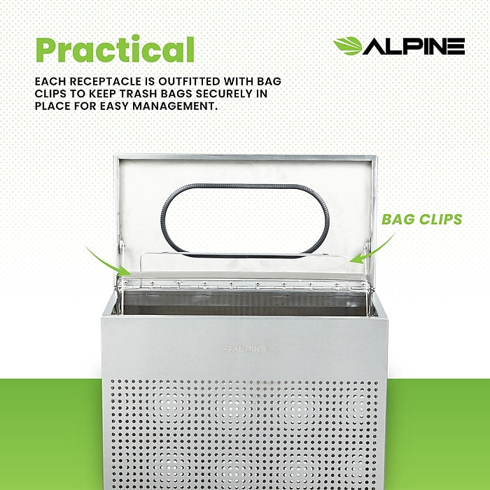 13 Gallon Stainless Steel Square Perforated Decorative Waste Receptacle