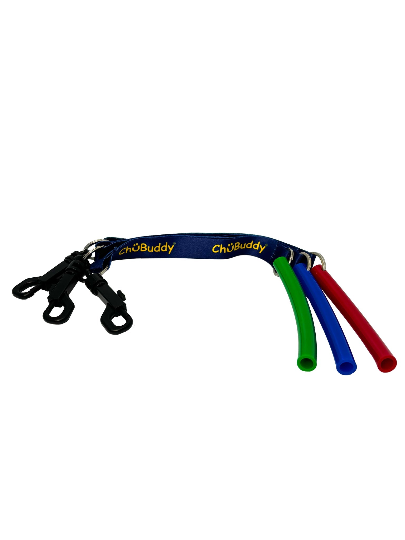 Special Needs Sensory Toy - 1/2" Strong Red Tube, 1/2" Strong Green Tube, 1/2" Strong Blue Tube on 16" Neck Lanyard