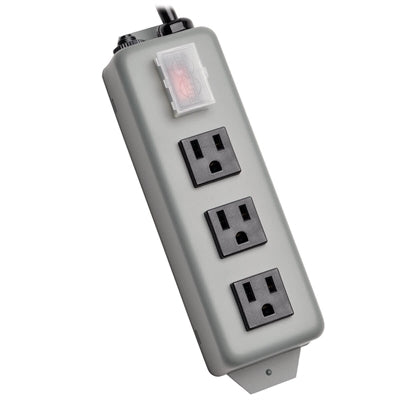Eaton Tripp Lite Series Industrial Power Strip, 3-Outlet, 9 ft. (2.7 m) Cord, NEMA 5-15P Plug, Switch Guard