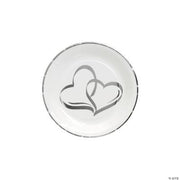 Two Hearts Foil Dessert Plates - 25 Pieces