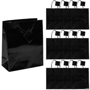 Medium Black Gift Bags - 12 Pieces