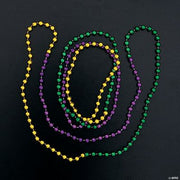 Tri-Color Mardi Gras Beads - 48 Pieces
