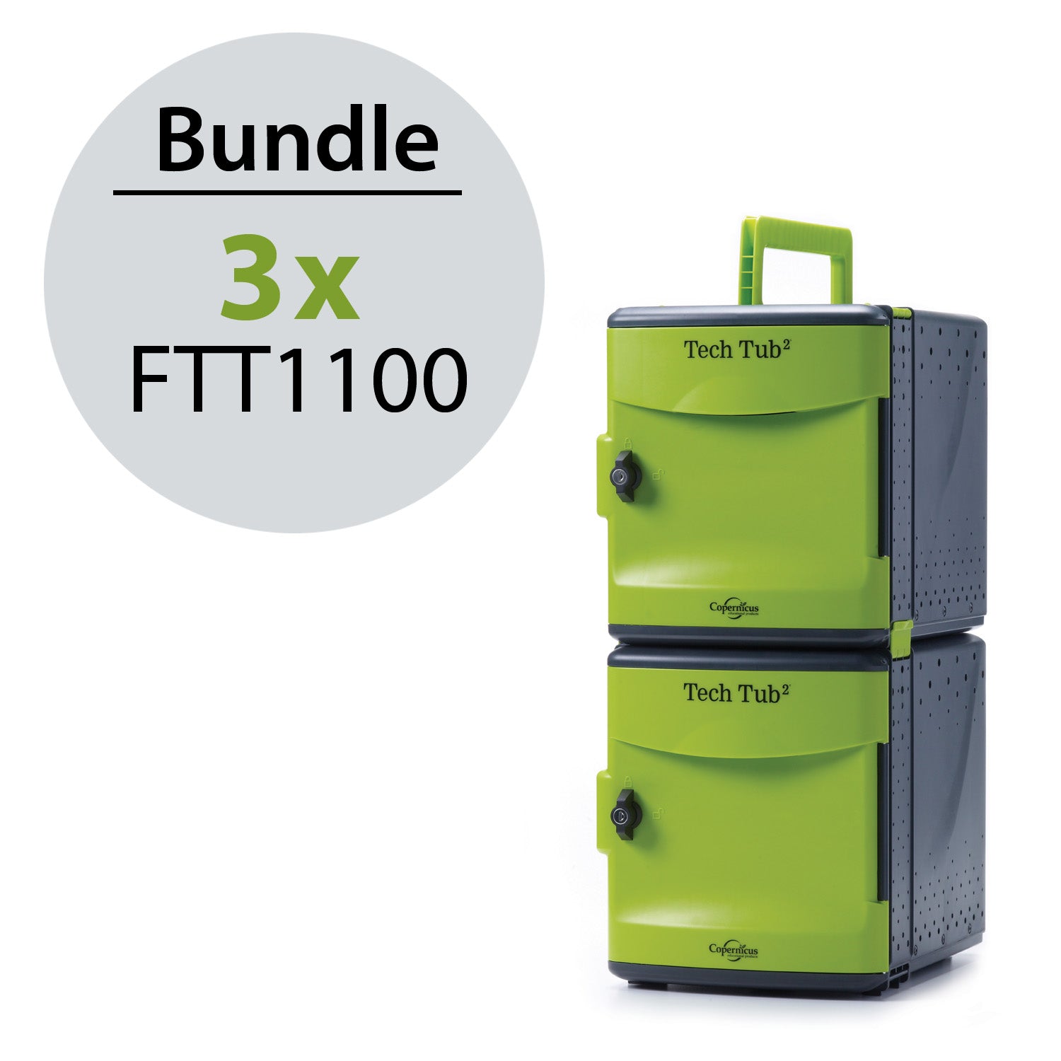 Bundle 2: Includes three Tech Tub2 that hold ten devices each