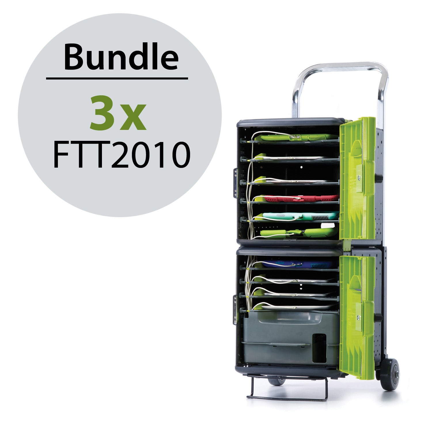 Bundle 5: Includes three Tech Tub2 Trolleys that hold ten devices each
